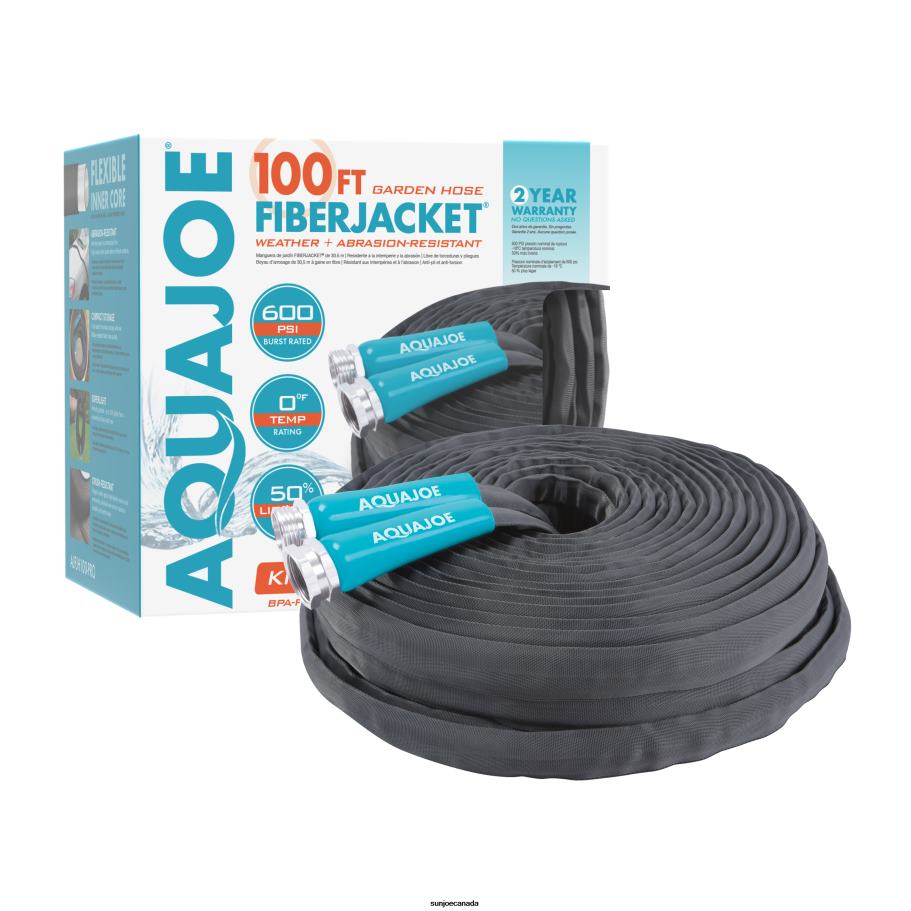 Tools | Sun Joe Aqua Joe AJFJH100-PRO Ultra Flexible Kink Free Fiberjacket Garden Hose | 100-Foot | Metal Fittings X862F846