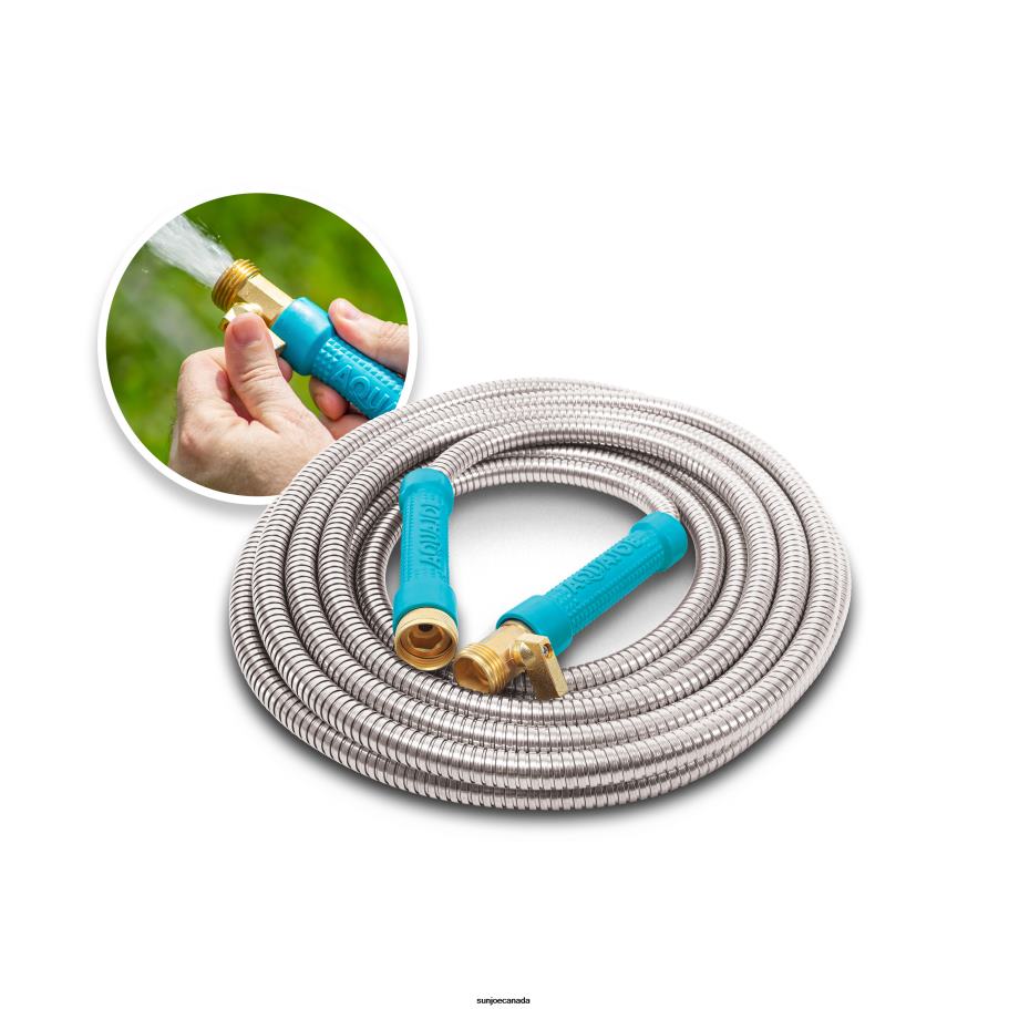 Tools | Sun Joe Aqua Joe AJSGH25-MAX Heavy-Duty Puncture Proof Kink-Free Garden Hose | 25-Foot | 1/2-Inch | w/ Brass Fitting & On/Off Valve | Spiral Constructed 304-Stainless Steel Metal X862F446
