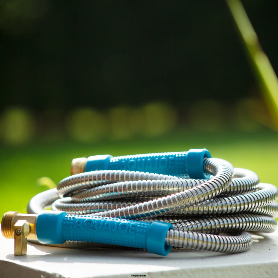Tools | Sun Joe Aqua Joe AJSGH50-MAX Heavy-Duty Puncture Proof Kink-Free Garden Hose | 50-Foot | 1/2-Inch | w/ Brass Fitting & On/Off Valve | Spiral Constructed 304-Stainless Steel Metal X862F836