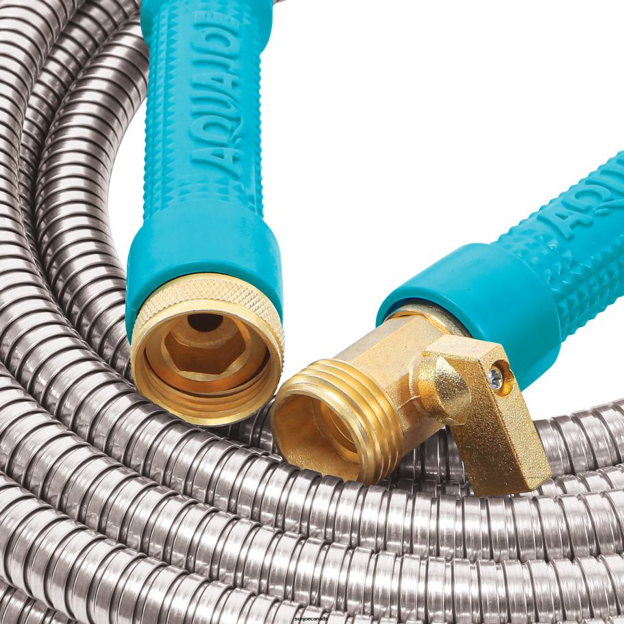 Tools | Sun Joe Aqua Joe AJSGH50-MAX Heavy-Duty Puncture Proof Kink-Free Garden Hose | 50-Foot | 1/2-Inch | w/ Brass Fitting & On/Off Valve | Spiral Constructed 304-Stainless Steel Metal X862F836