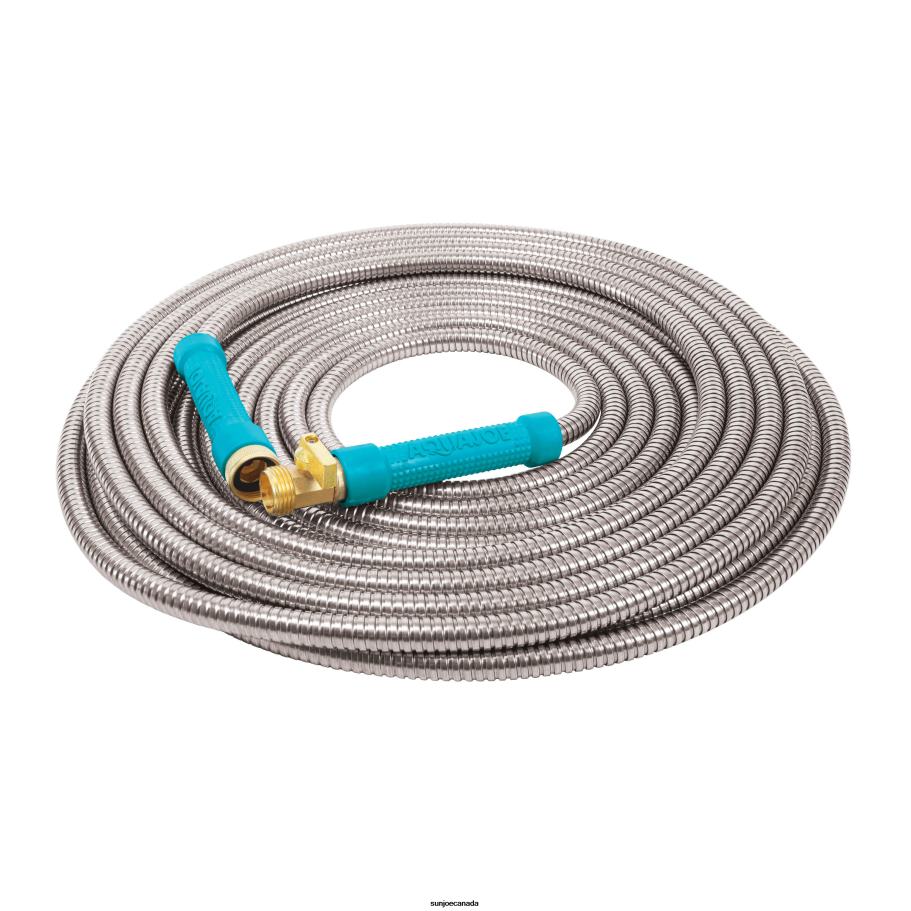 Tools | Sun Joe Aqua Joe AJSGH50-MAX Heavy-Duty Puncture Proof Kink-Free Garden Hose | 50-Foot | 1/2-Inch | w/ Brass Fitting & On/Off Valve | Spiral Constructed 304-Stainless Steel Metal X862F836