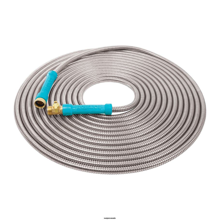 Tools | Sun Joe Aqua Joe AJSGH50-MAX Heavy-Duty Puncture Proof Kink-Free Garden Hose | 50-Foot | 1/2-Inch | w/ Brass Fitting & On/Off Valve | Spiral Constructed 304-Stainless Steel Metal X862F836