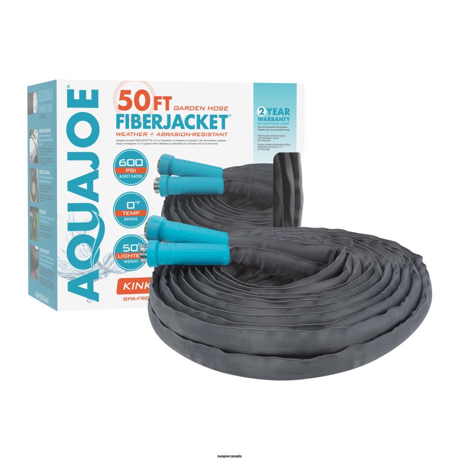 Tools | Sun Joe Aqua Joe AJ-FJMAX-BDL Fiberjacket Superlight Garden Hose Bundle | W/ Fireman's Nozzle + 50 Ft Hose X862F456