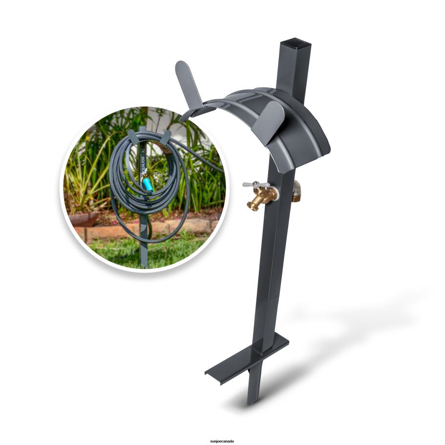 Tools | Sun Joe Aqua Joe SJ-SHSBB-GRY Garden Hose Stand W/ Brass Faucet | Stores Up To 125-ft (Gray) X862F310