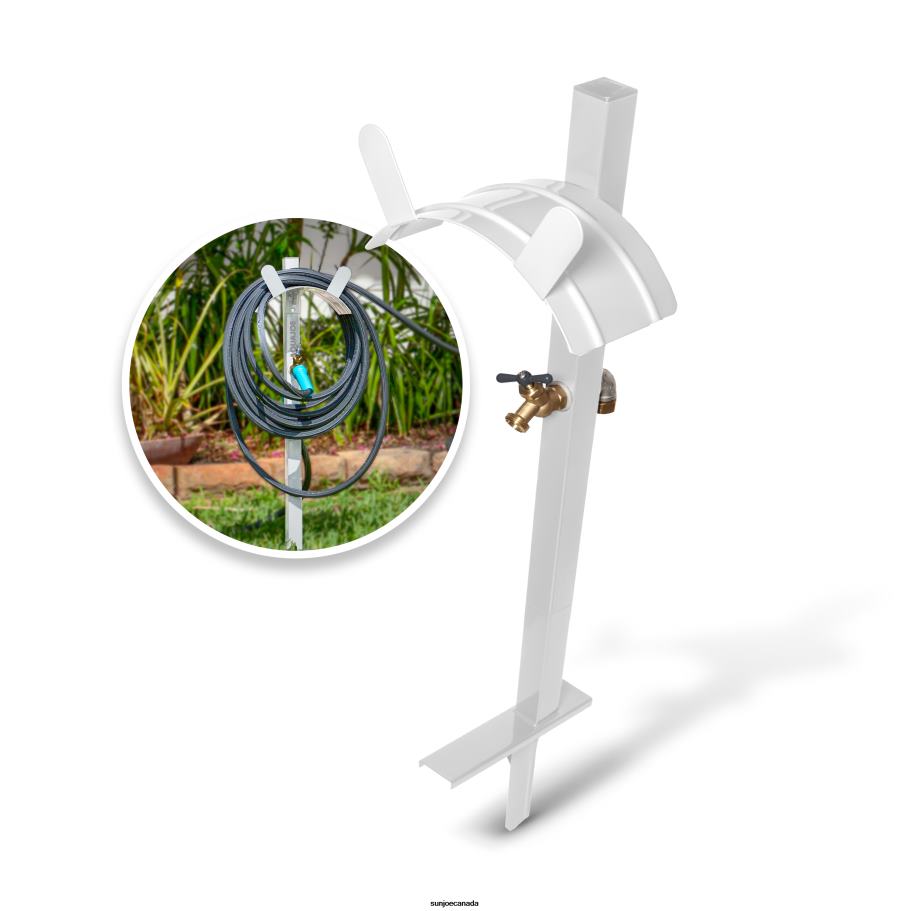 Tools | Sun Joe Aqua Joe SJ-SHSBB-WHT Garden Hose Stand W/ Brass Faucet | Stores Up To 125-ft (White) X862F813