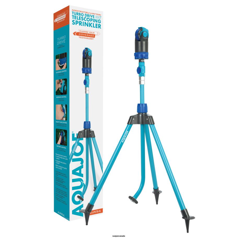 Tools | Sun Joe Aqua Joe AJ-6PSTB-XL Indestructible Turbo Drive 360 degrees Telescoping Sprinkler & Mister | W/ Metal Tripod Base & Flow Control Valve | 6 Spray Patterns | 4,900 Sq. Ft. Max Coverage X