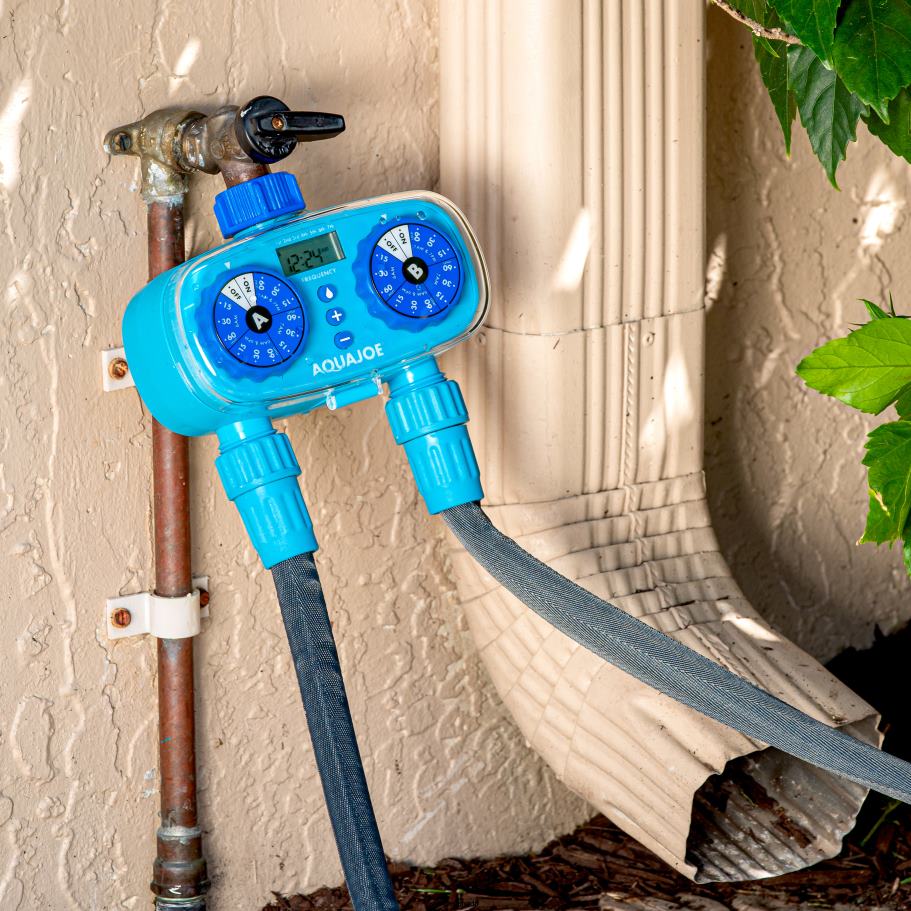 Tools | Sun Joe Aqua Joe AJ-ET2Z 2-Zone Electronic Water Timer | Customizable Programs | 2 Connections X862F237