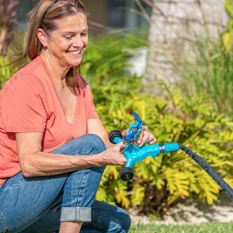 Tools | Sun Joe Aqua Joe AJ-IS6WB Indestructible Zinc Impulse 360 degrees Sprinkler | Customizable Coverage | Wheeled Base | 1390 sq ft Max Coverage X862F489