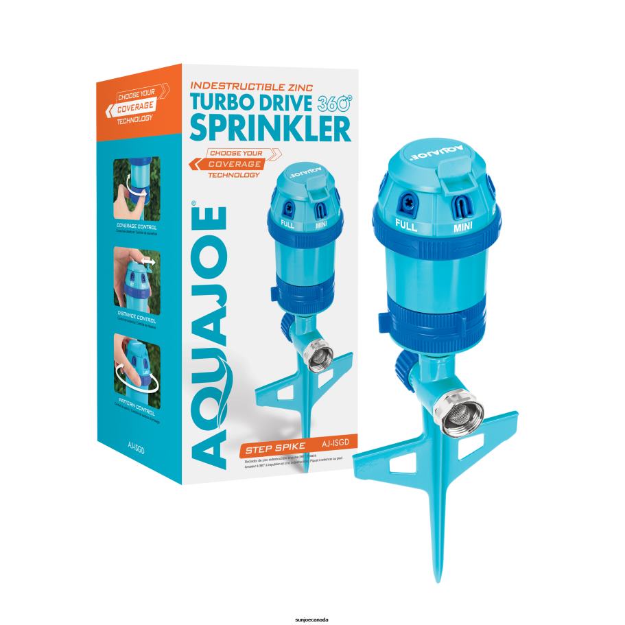 Tools | Sun Joe Aqua Joe AJ-ISGD Turbo Drive 360 degrees Sprinkler | Indestructible Zinc | 6 Spray Patterns | 5,300 Sq. Ft. Max Coverage X862F496