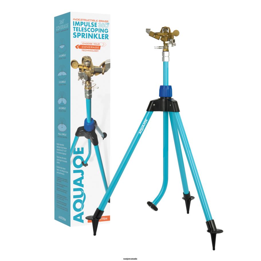Tools | Sun Joe Aqua Joe AJ-IST39BM Indestructible Brass Impulse 360 Degree Sprinkler | Telescoping | 1390 sq ft Max Coverage X862F322