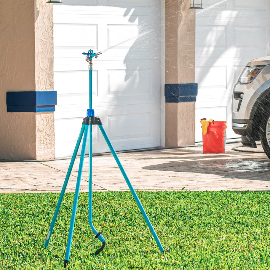 Tools | Sun Joe Aqua Joe AJ-IST72ZM Indestructible Zinc Impulse 360 degrees Telescoping Tripod Sprinkler | Customizable Coverage | Extends from 42-72-inches | 1390 sq ft Max Coverage X862F498