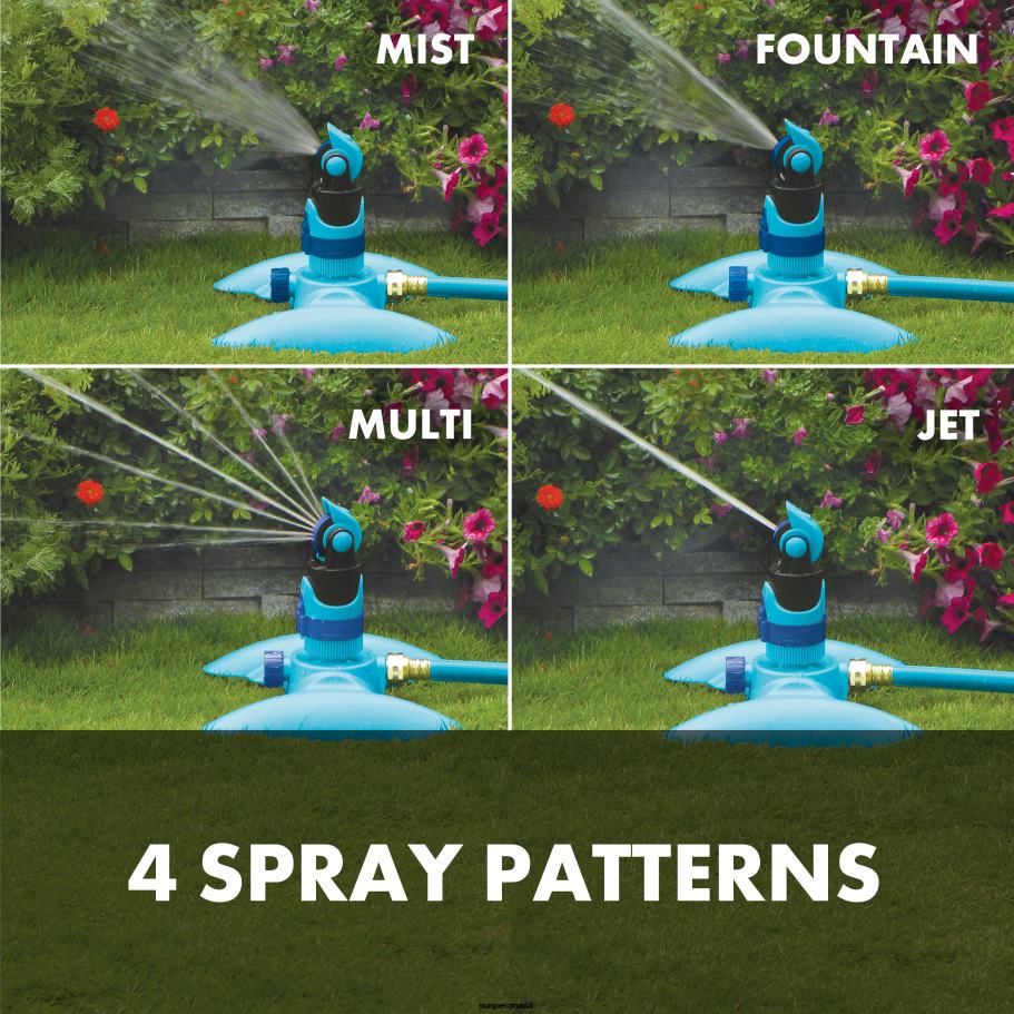 Tools | Sun Joe Aqua Joe AJ-MSSBM Turbo Drive 360o Sprinkler | 4 Spray Patterns | Customizable Coverage | 3,740 Sq. Ft. Max Coverage X862F492