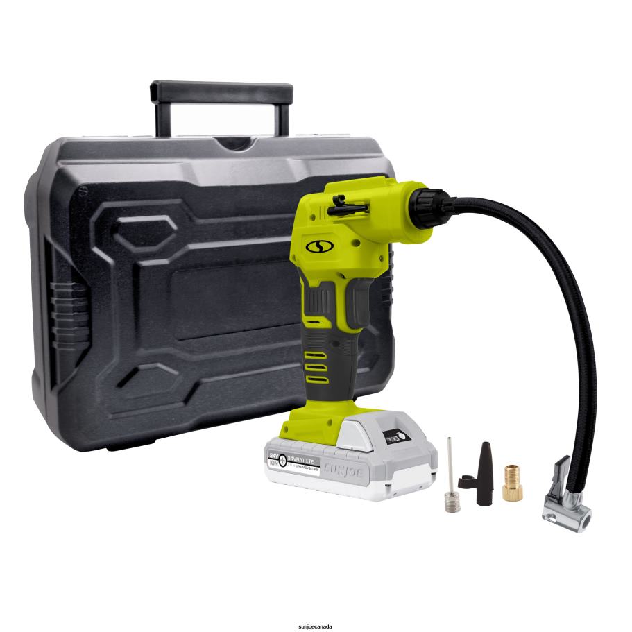 Tools | Sun Joe Auto Joe 24V-AJC-LTE 24-Volt* IONMAX Cordless Portable Air Compressor Kit | W/ 2.0-Ah Battery, Charger, Storage Bag, and Nozzle Adapters X862F5