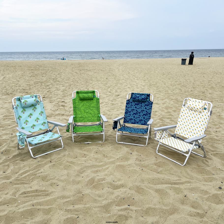 Tools | Sun Joe Bliss Hammocks BBC-352-PT Folding Beach Chair W/ Towel Rack | Cup Holder W/ Pocket | 5 Reclining Positions | 275 Lb. Capacity (Palm Tree) X862F542
