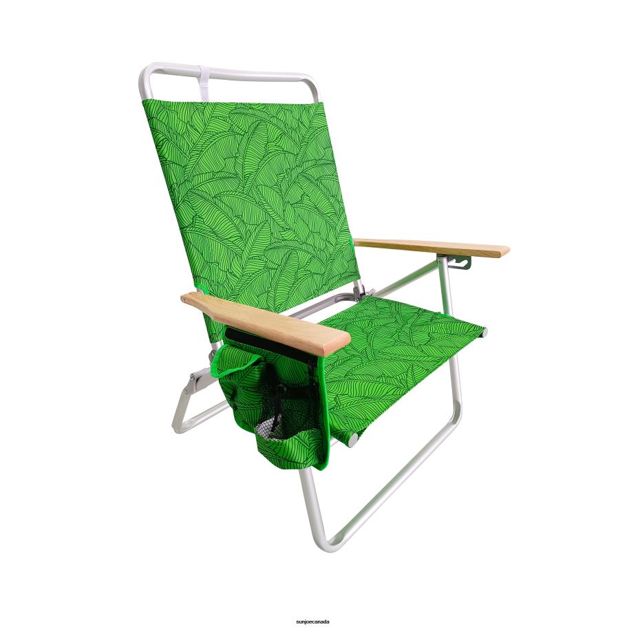 Tools | Sun Joe Bliss Hammocks BBC-354-GBL Foldable Beach Chair W/ Side Pocket | 3 Reclining Positions | Storage Pouch, Phone Holder, & Cup Holder Included | 275 Lb. Capacity (Green Banana Leaves) X86