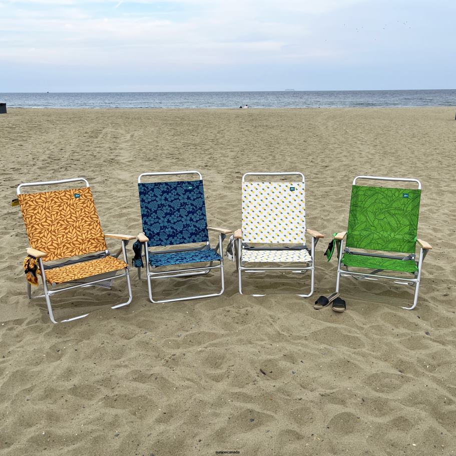 Tools | Sun Joe Bliss Hammocks BBC-354-GBL Foldable Beach Chair W/ Side Pocket | 3 Reclining Positions | Storage Pouch, Phone Holder, & Cup Holder Included | 275 Lb. Capacity (Green Banana Leaves) X86