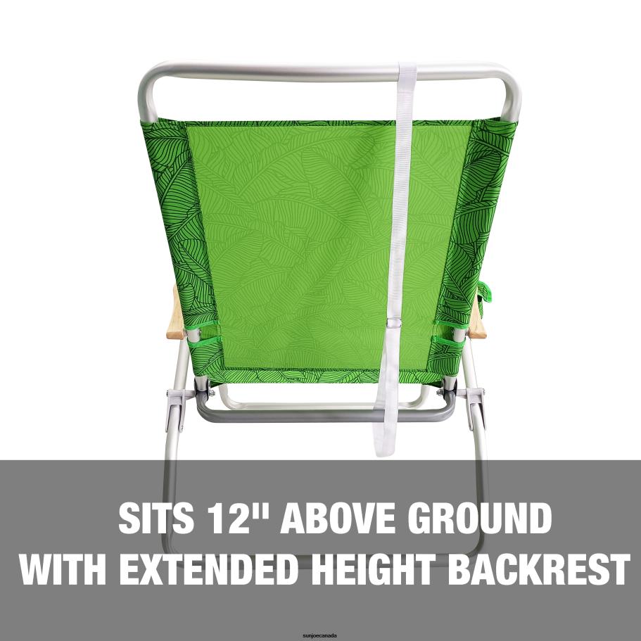 Tools | Sun Joe Bliss Hammocks BBC-354-GBL Foldable Beach Chair W/ Side Pocket | 3 Reclining Positions | Storage Pouch, Phone Holder, & Cup Holder Included | 275 Lb. Capacity (Green Banana Leaves) X86