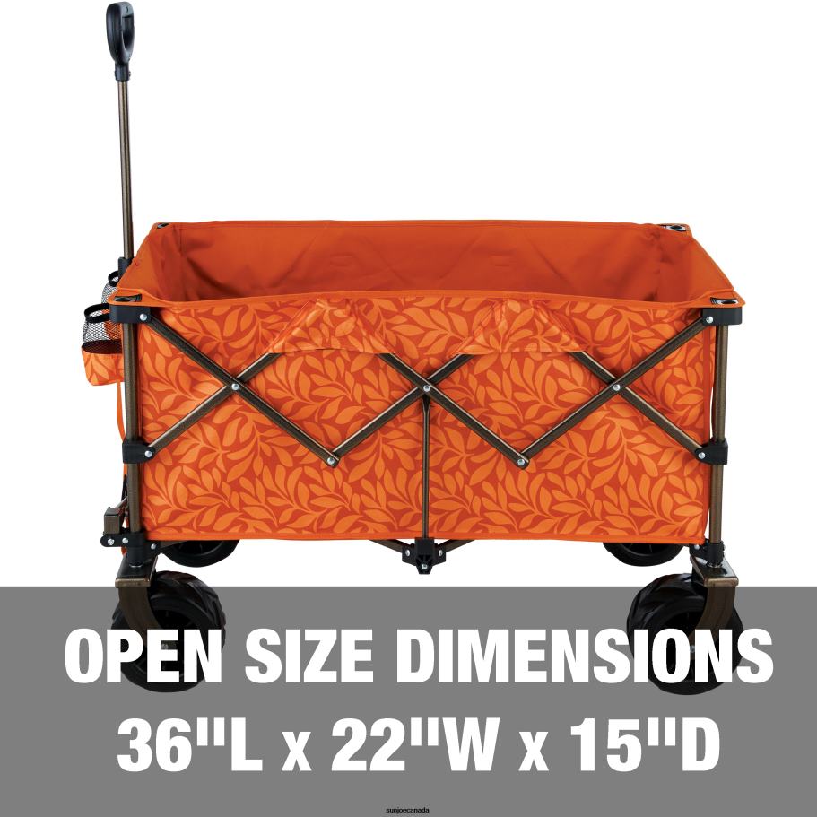 Tools | Sun Joe Bliss Hammocks BHW-100-AL Collapsible Garden Cart/Beach Wagon w/ Storage Bag | 36-in. x 22-in. | Tool/Beverage Holders & Wheels | Waterproof | 175 Lb. Capacity (Amber Leaf) X862F537