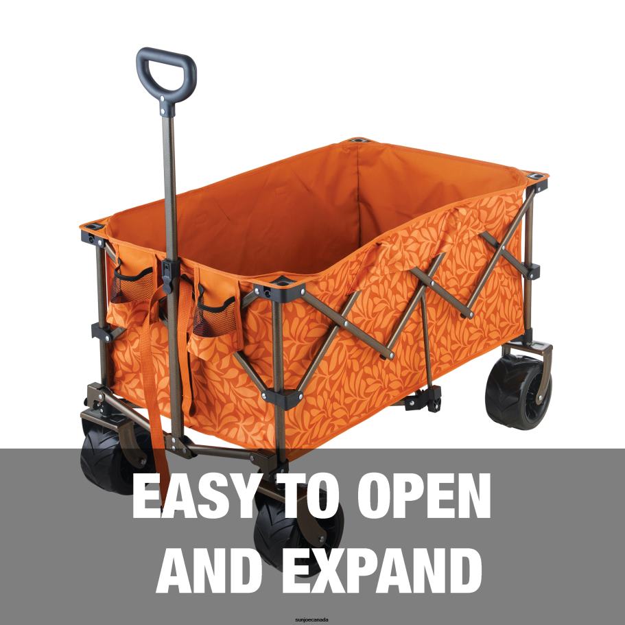 Tools | Sun Joe Bliss Hammocks BHW-100-AL Collapsible Garden Cart/Beach Wagon w/ Storage Bag | 36-in. x 22-in. | Tool/Beverage Holders & Wheels | Waterproof | 175 Lb. Capacity (Amber Leaf) X862F537