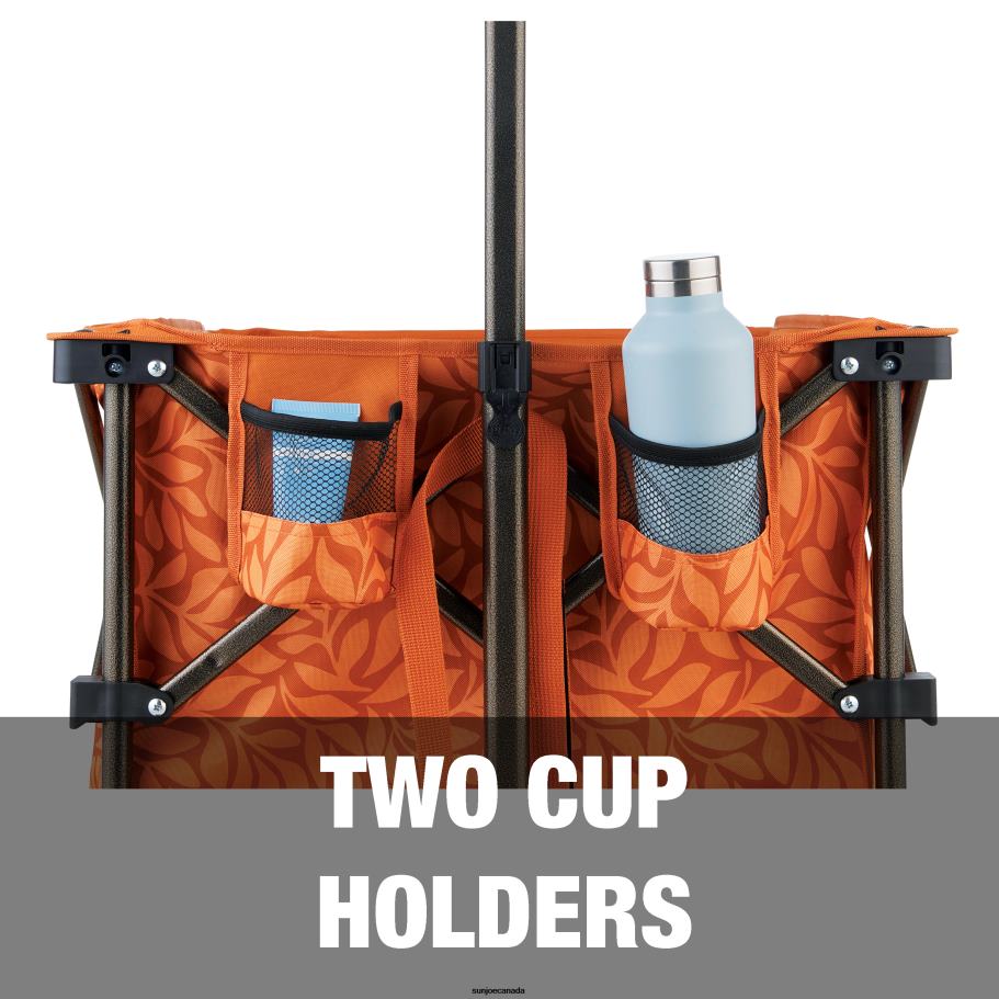 Tools | Sun Joe Bliss Hammocks BHW-100-AL Collapsible Garden Cart/Beach Wagon w/ Storage Bag | 36-in. x 22-in. | Tool/Beverage Holders & Wheels | Waterproof | 175 Lb. Capacity (Amber Leaf) X862F537