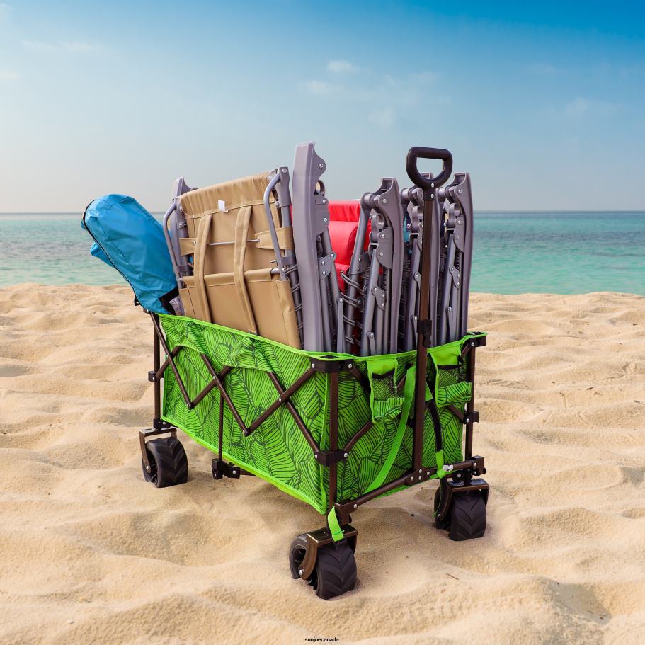 Tools | Sun Joe Bliss Hammocks BHW-100-BF Collapsible Garden Cart/Beach Wagon w/ Storage Bag | 36-in. x 22-in. | Tool/Beverage Holders & Wheels | Waterproof | 175 Lb. Capacity (Blue Flowers) X862F878