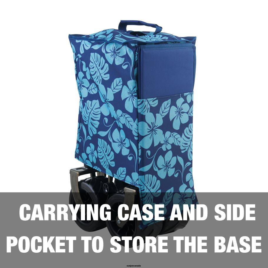 Tools | Sun Joe Bliss Hammocks BHW-100-BF Collapsible Garden Cart/Beach Wagon w/ Storage Bag | 36-in. x 22-in. | Tool/Beverage Holders & Wheels | Waterproof | 175 Lb. Capacity (Blue Flowers) X862F878