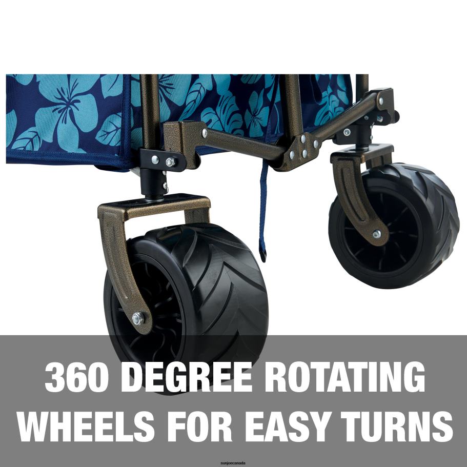 Tools | Sun Joe Bliss Hammocks BHW-100-BF Collapsible Garden Cart/Beach Wagon w/ Storage Bag | 36-in. x 22-in. | Tool/Beverage Holders & Wheels | Waterproof | 175 Lb. Capacity (Blue Flowers) X862F878