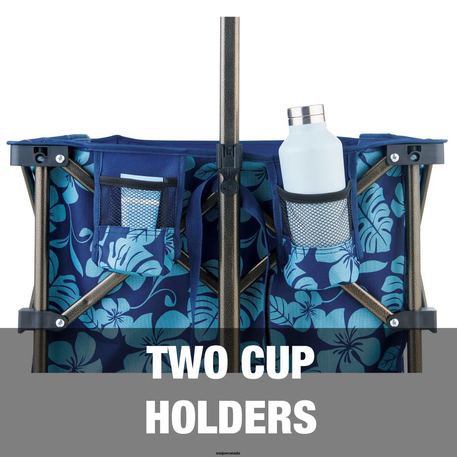 Tools | Sun Joe Bliss Hammocks BHW-100-BF Collapsible Garden Cart/Beach Wagon w/ Storage Bag | 36-in. x 22-in. | Tool/Beverage Holders & Wheels | Waterproof | 175 Lb. Capacity (Blue Flowers) X862F878