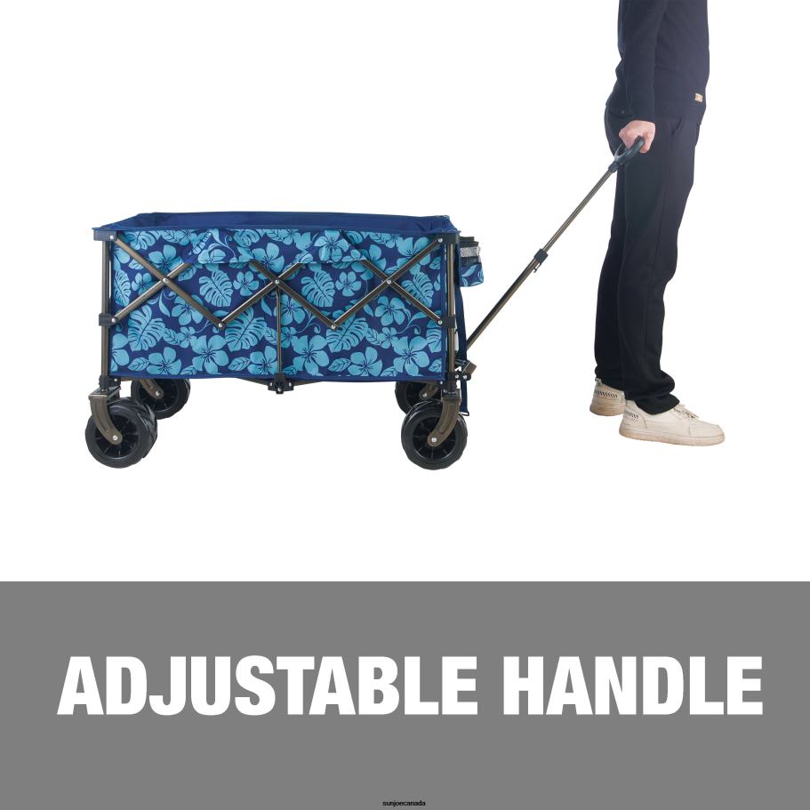 Tools | Sun Joe Bliss Hammocks BHW-100-BF Collapsible Garden Cart/Beach Wagon w/ Storage Bag | 36-in. x 22-in. | Tool/Beverage Holders & Wheels | Waterproof | 175 Lb. Capacity (Blue Flowers) X862F878