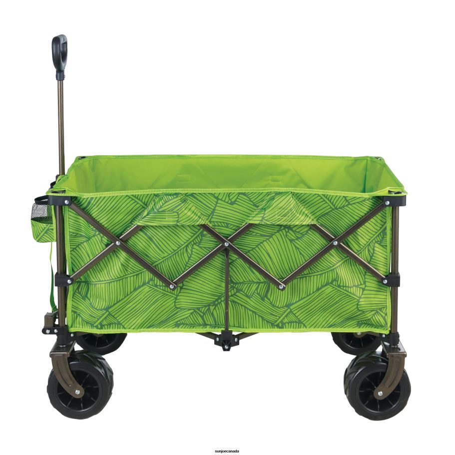 Tools | Sun Joe Bliss Hammocks BHW-100-GBL Collapsible Garden Cart/Beach Wagon w/ Storage Bag | 36-in. x 22-in. | Tool/Beverage Holders & Wheels | Waterproof | 175 Lb. Capacity (Green Banana Leaf) X86