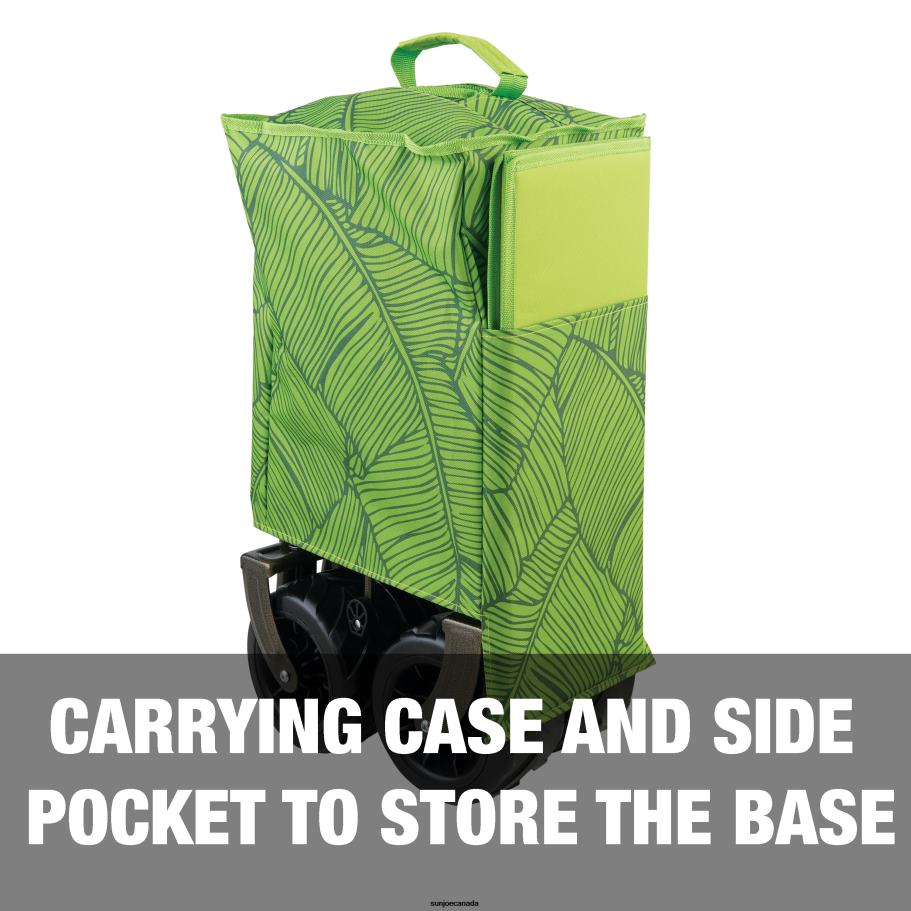 Tools | Sun Joe Bliss Hammocks BHW-100-GBL Collapsible Garden Cart/Beach Wagon w/ Storage Bag | 36-in. x 22-in. | Tool/Beverage Holders & Wheels | Waterproof | 175 Lb. Capacity (Green Banana Leaf) X86