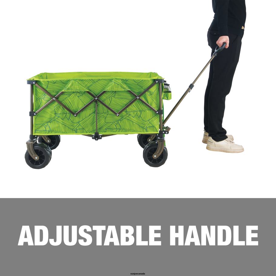 Tools | Sun Joe Bliss Hammocks BHW-100-GBL Collapsible Garden Cart/Beach Wagon w/ Storage Bag | 36-in. x 22-in. | Tool/Beverage Holders & Wheels | Waterproof | 175 Lb. Capacity (Green Banana Leaf) X86