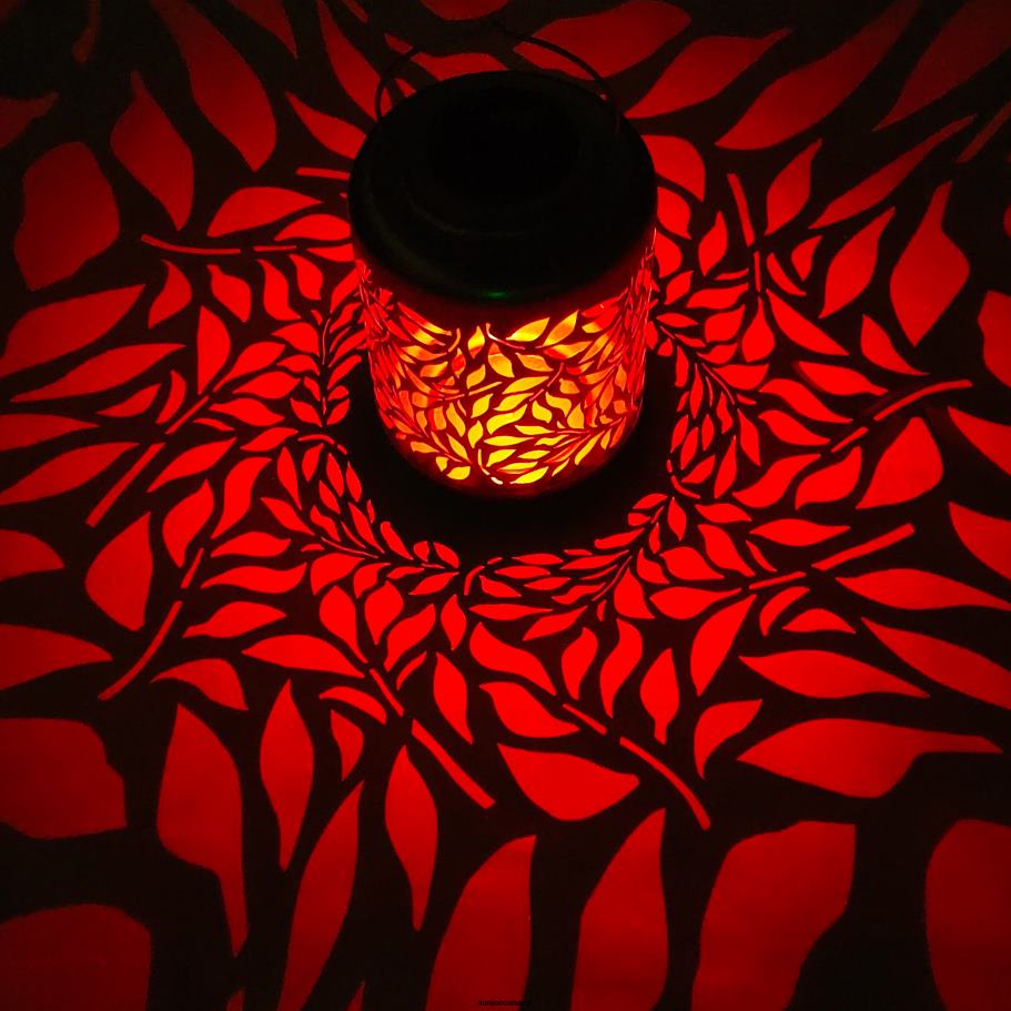 Tools | Sun Joe Bliss Outdoors BSL-307-G Solar LED Lantern w/ Olive Leaf Design & Hand Painted Finish | 12-in. Tall | Waterproof IP44 (Gold) X862F546