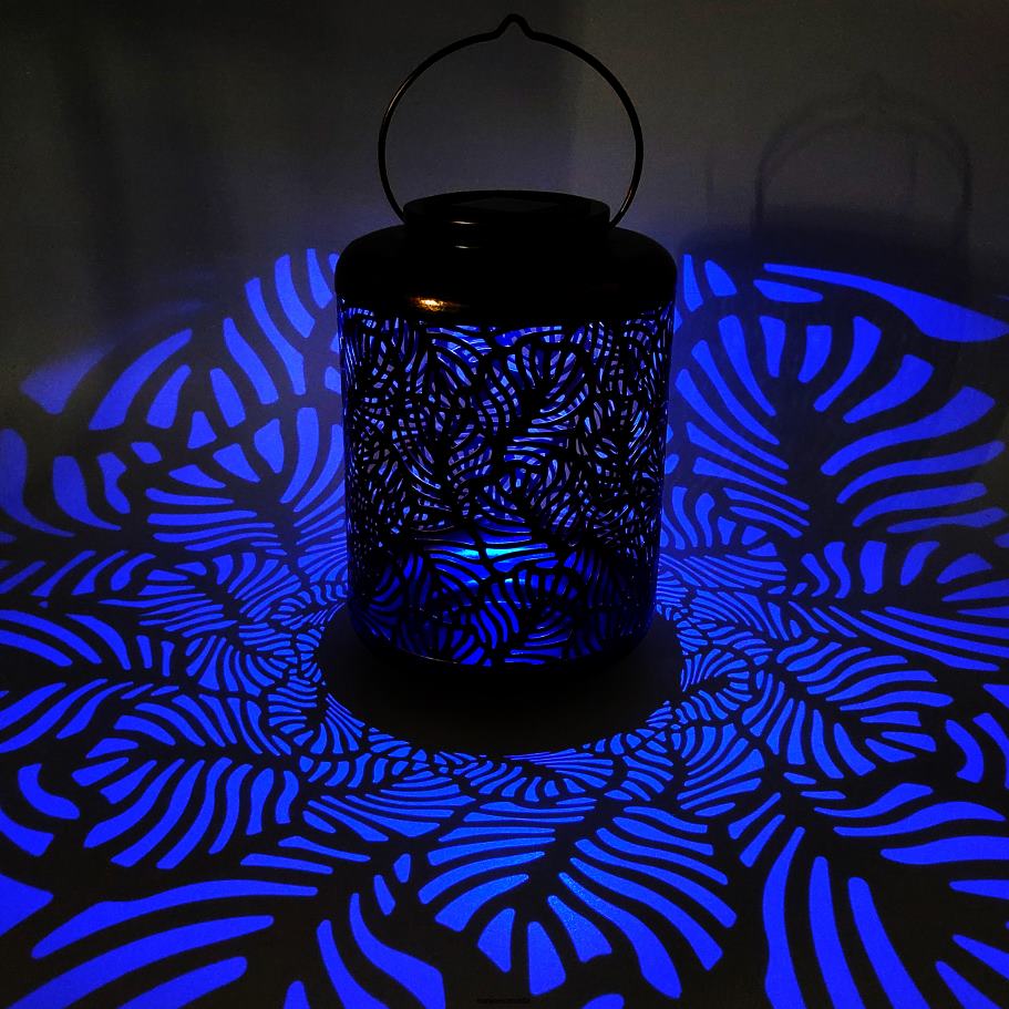 Tools | Sun Joe Bliss Outdoors BSL-308-BZ Solar LED Lantern w/ Banana Leaf Design & Hand Painted Finish | 12-in. Tall | Waterproof IP44 (Bronze) X862F529