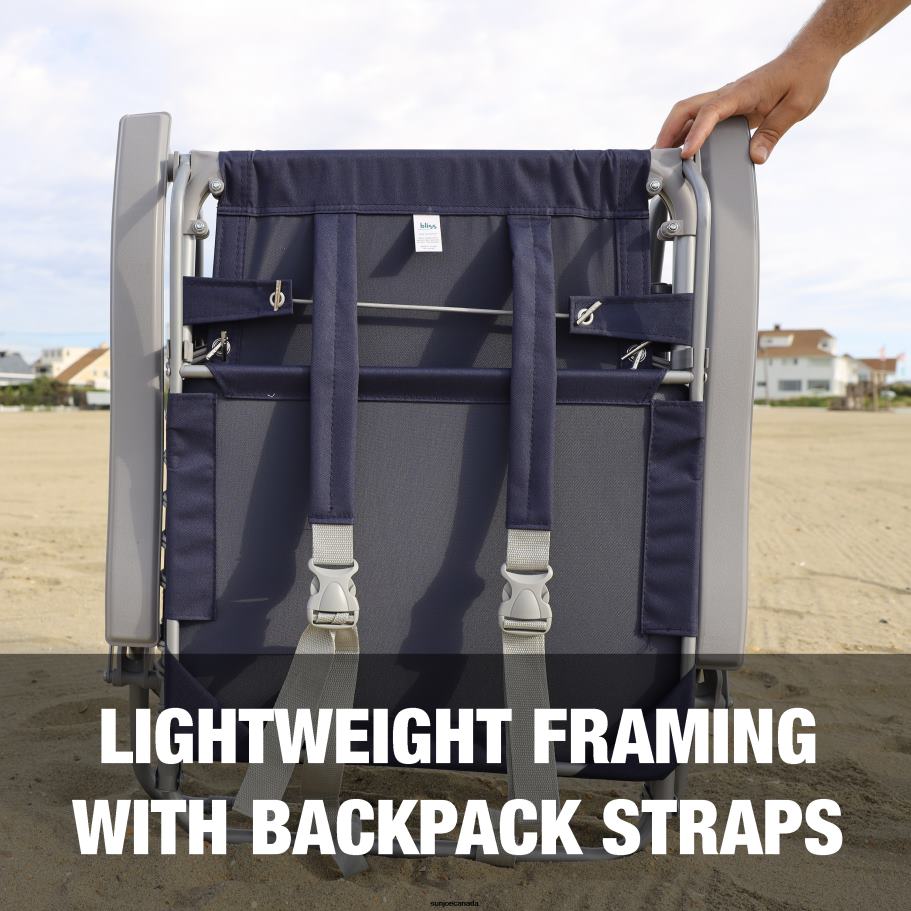 Tools | Sun Joe Bliss Hammocks GBC-026-NVY Gravity Free Beach Chair w/ Pillow & Canopy | 26-in. Wide | Weather & Rust Resistant | 300 Lb. Capacity (Navy) X862F892