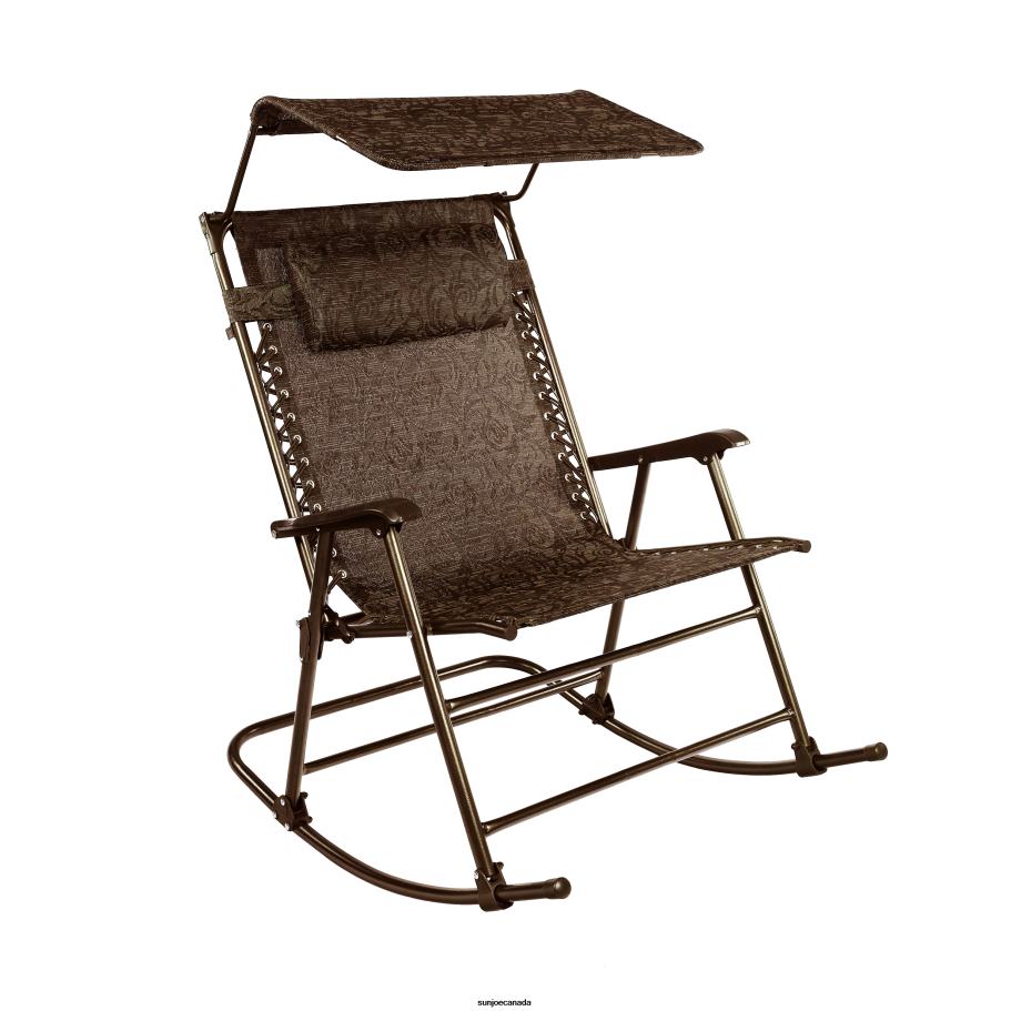 Tools | Sun Joe Bliss Hammocks GFR-091J Deluxe Rocking Chair w/ Canopy & Pillow | 27-in. Wide | Weather & Rust Resistant | 300 Lb. Capacity (Brown Jacquard) X862F886