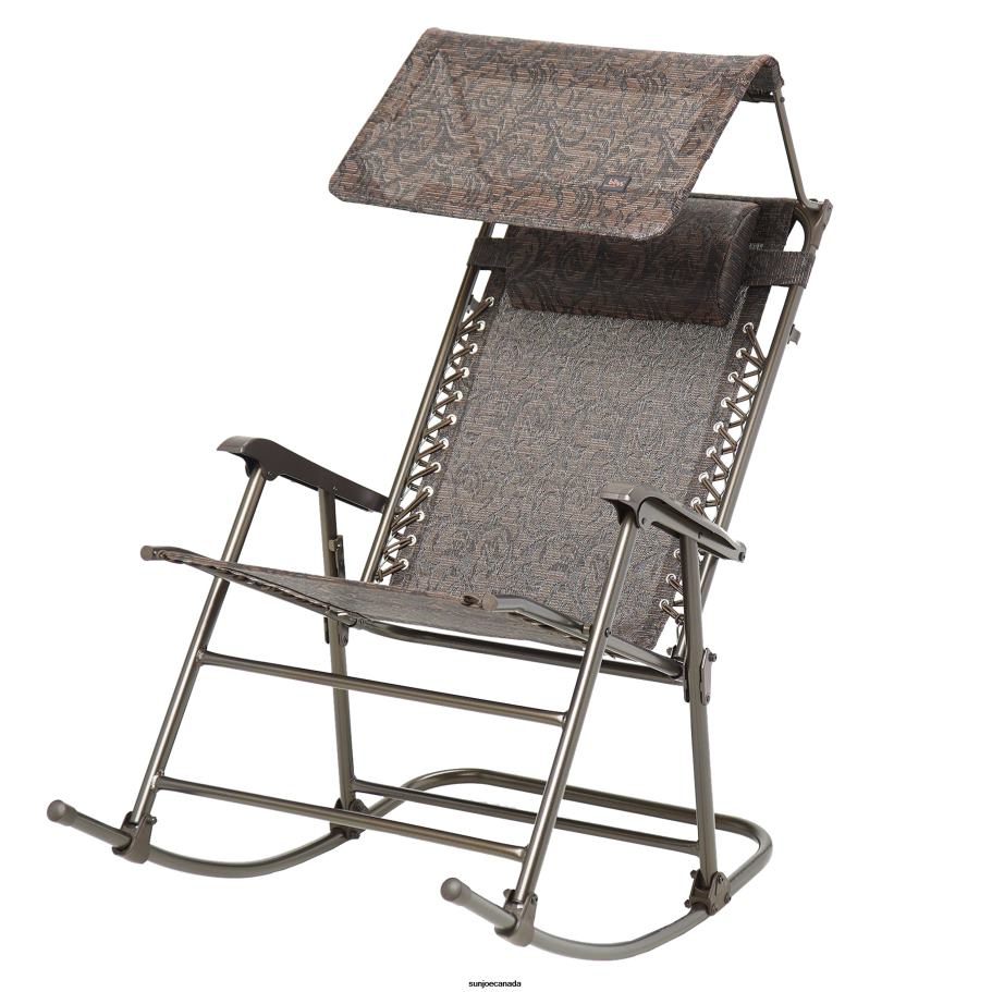 Tools | Sun Joe Bliss Hammocks GFR-091J Deluxe Rocking Chair w/ Canopy & Pillow | 27-in. Wide | Weather & Rust Resistant | 300 Lb. Capacity (Brown Jacquard) X862F886