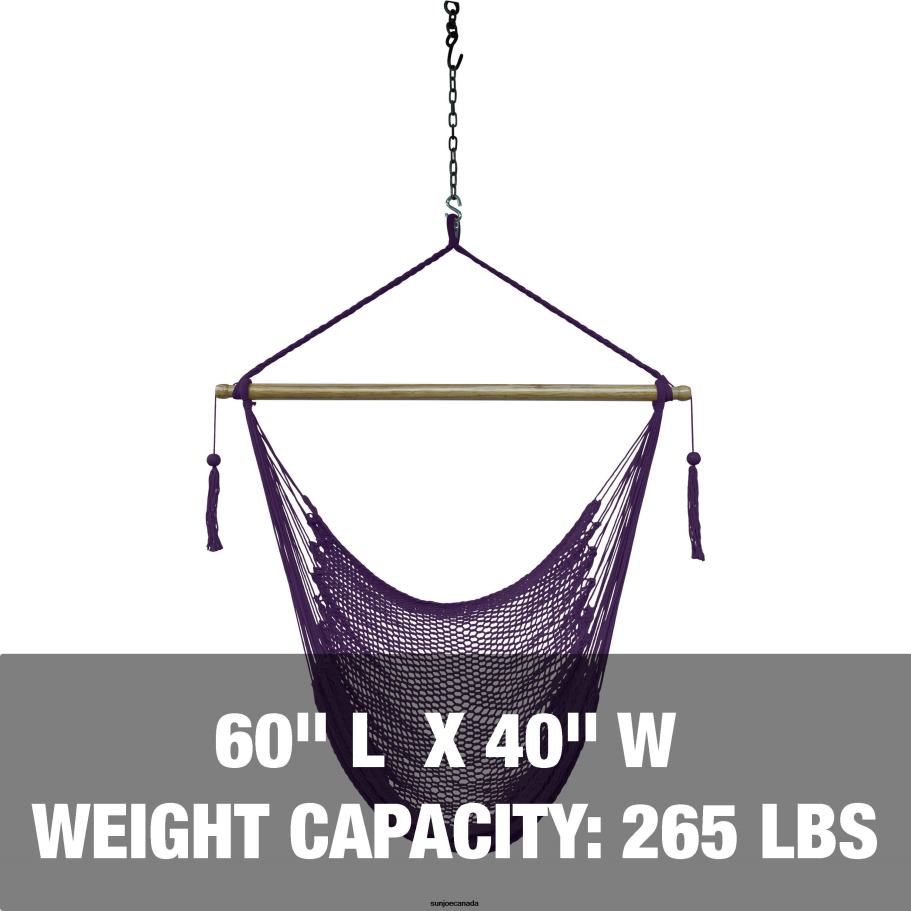 Tools | Sun Joe Bliss Hammocks BHC-412PR Island Rope Hammock Chair w/ Spreader Bar & Hanging Hardware | 40-in. Wide | 265 Lb. Capacity (Purple) X862F587
