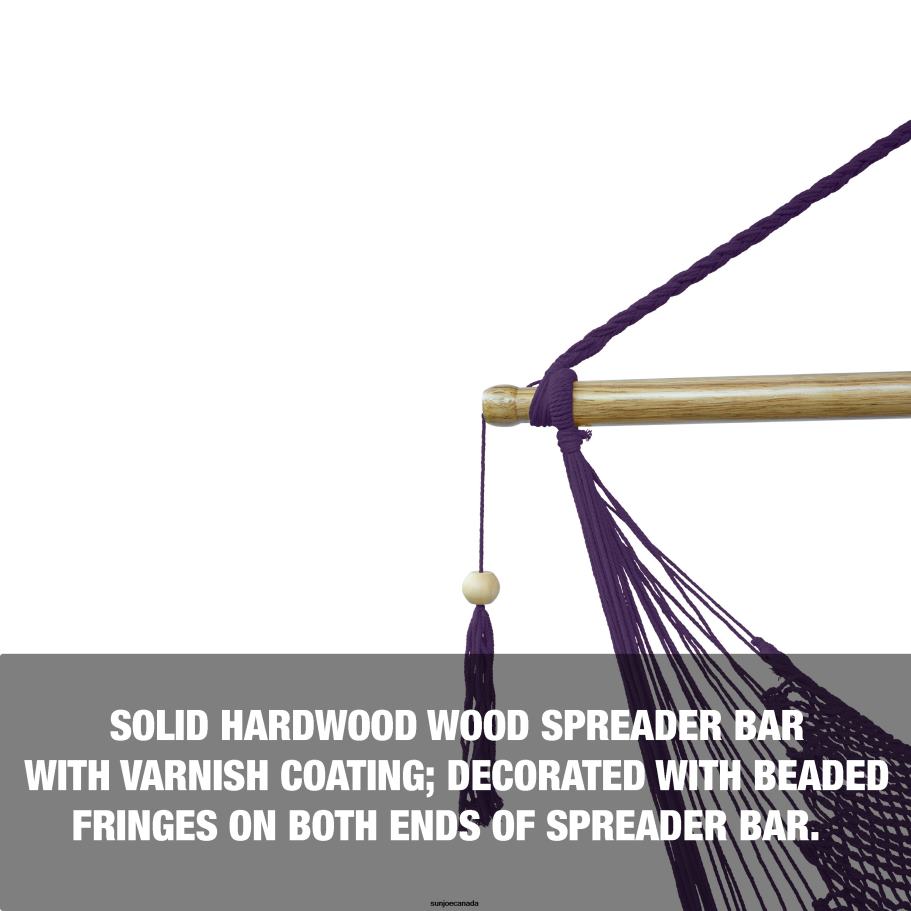 Tools | Sun Joe Bliss Hammocks BHC-412PR Island Rope Hammock Chair w/ Spreader Bar & Hanging Hardware | 40-in. Wide | 265 Lb. Capacity (Purple) X862F587