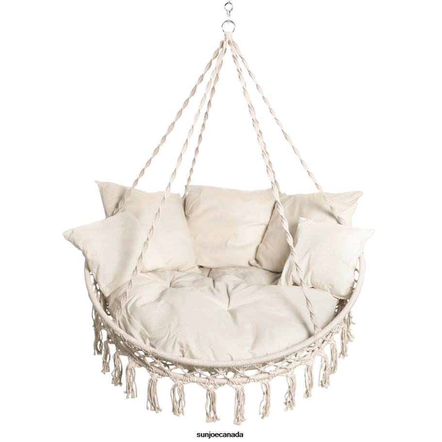 Tools | Sun Joe Bliss Hammocks BHC-413 Bohemian Style 2-Person Macrame Swing Chair w/ Pillows & Hanging Hardware | 55-in. Wide | 500 Lb. Capacity X862F616