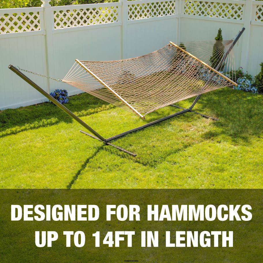 Tools | Sun Joe Bliss Hammocks BHS-417BK Hammock Stand w/ Hanging Hooks | 15-Foot | Fits Hammocks 15-Foot or Shorter | Weather & Rust Resistant | 500 Lb. Capacity (Black) X862F602