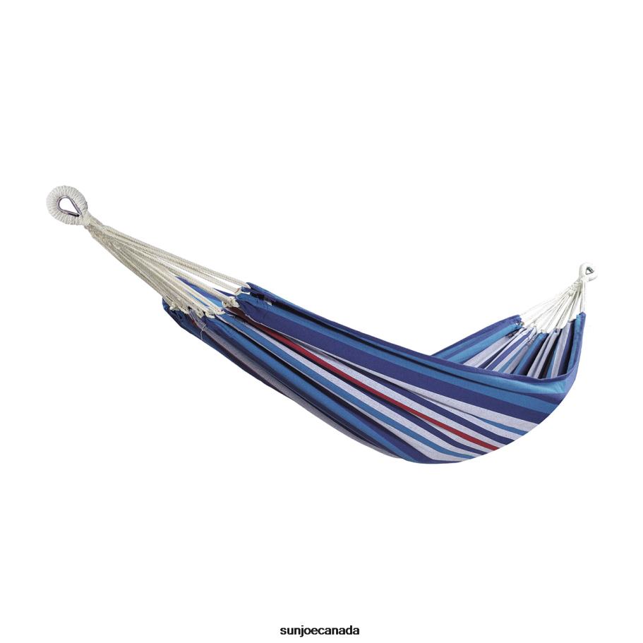 Tools | Sun Joe Bliss Hammocks BH-400W5CA 40'' Wide Hammock w/ Hand-Woven Rope Loops & Hanging Ropes, Outdoor, Patio, Backyard Durable, Cotton and Polyester Blend | 220 Lbs Capacity | Patriotic Stripe