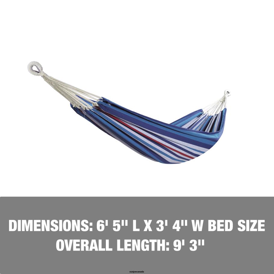 Tools | Sun Joe Bliss Hammocks BH-400W5CA 40'' Wide Hammock w/ Hand-Woven Rope Loops & Hanging Ropes, Outdoor, Patio, Backyard Durable, Cotton and Polyester Blend | 220 Lbs Capacity | Patriotic Stripe