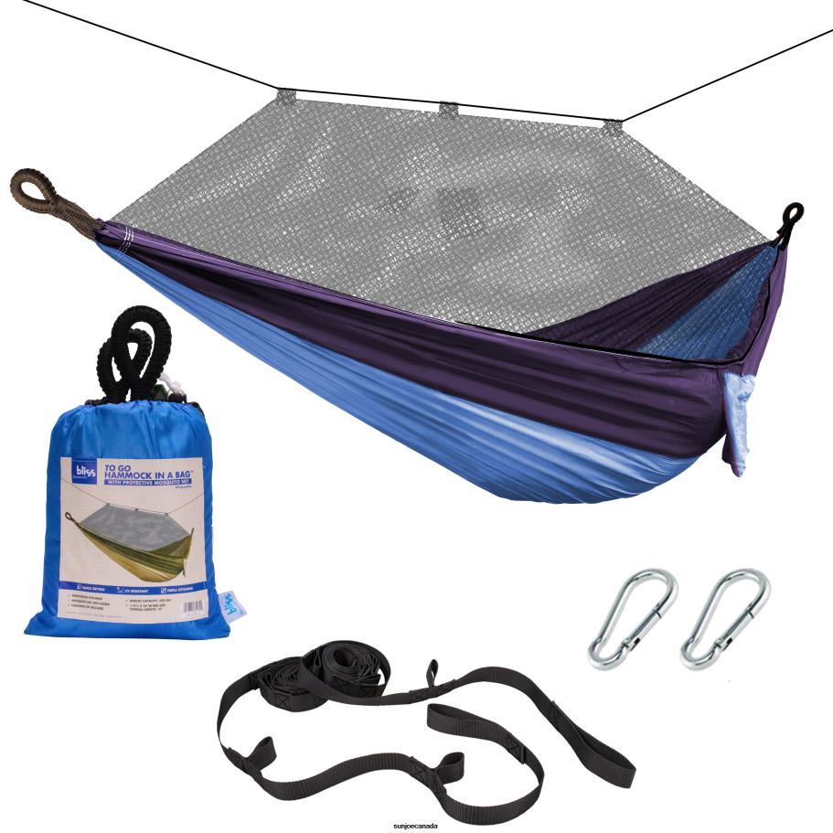 Tools | Sun Joe Bliss Hammocks BH-406XLS-N-RB Hammock in a Bag w/ Mosquito Net & Adjustable Tree Straps | 54-in. Wide | Weather & UV Resistant | 350 Lb. Capacity (Royal Bliss) X862F917