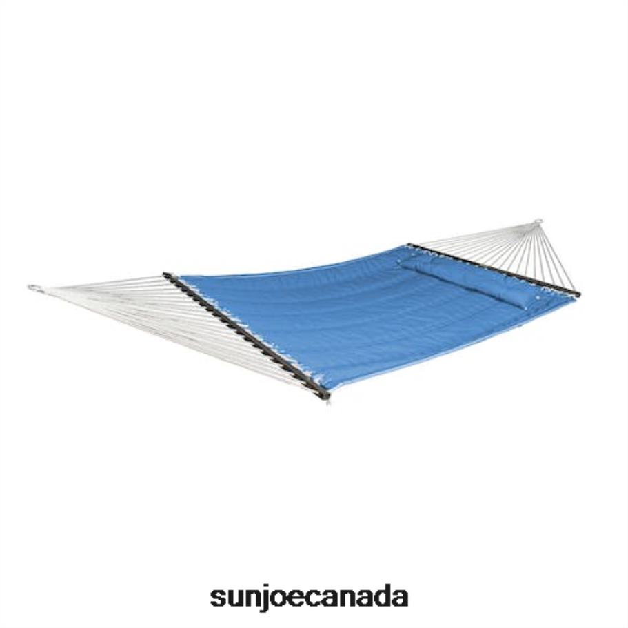 Tools | Sun Joe Bliss Hammocks BQO-486 Reversible 2-Person Quilted Hammock w/ Spreader Bars, Pillow & Hanging Hardware | 55-in. Wide | 420 Lb. Capacity (Blue Stripe) X862F924