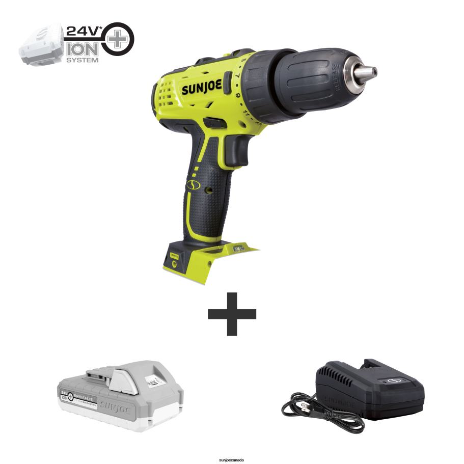 Tools | Sun Joe 24V-DD-LTE 24-Volt* IONMAX Cordless Drill Driver Kit | W/ 2.0-Ah Battery + Charger X862F728