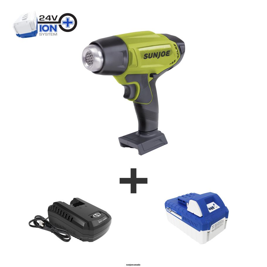 Tools | Sun Joe 24V-HG100 24-Volt* IONMAX Cordless Heat Gun Kit | W/ 4.0-Ah Battery + Charger | 1020 degrees Fahrenheit | 5 Second Ramp | Accessories for Crafts, Shrinking, Paint Stripping, DIY X862F1