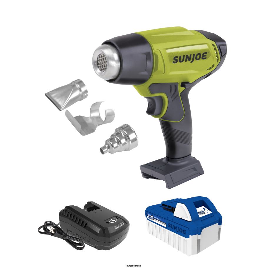 Tools | Sun Joe 24V-HG100 24-Volt* IONMAX Cordless Heat Gun Kit | W/ 4.0-Ah Battery + Charger | 1020 degrees Fahrenheit | 5 Second Ramp | Accessories for Crafts, Shrinking, Paint Stripping, DIY X862F1