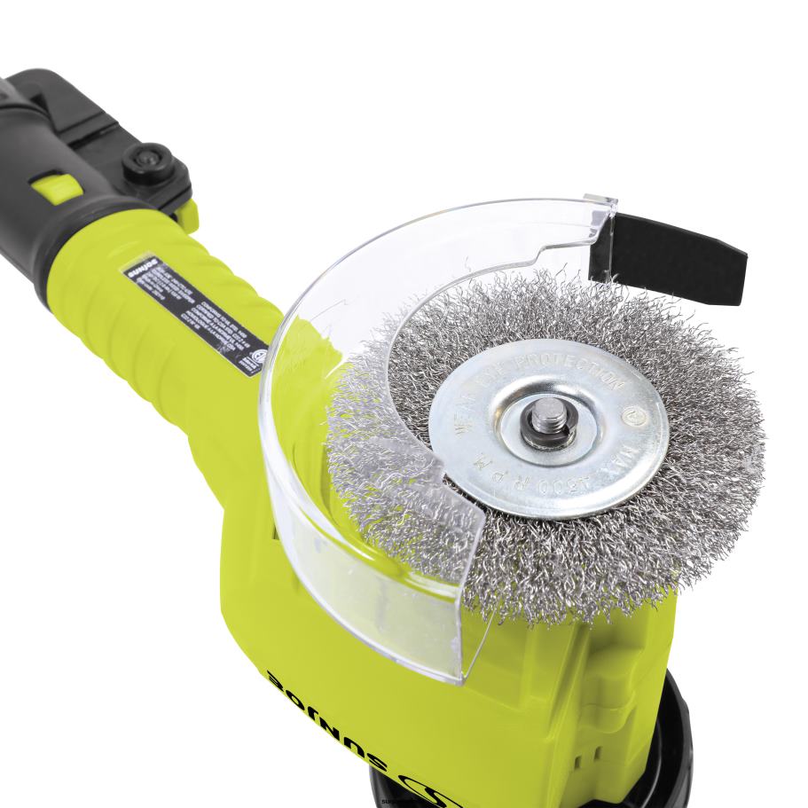 Tools | Sun Joe 24V-CTC-LTE 24-Volt* IONMAX Cordless Weed Sweeper Kit | Nylon Brush, Steel Wire Brush, & Adjustable Pole | Sweeper Head W/ Wheel | W/ 2.0-Ah Battery + Charger X862F178