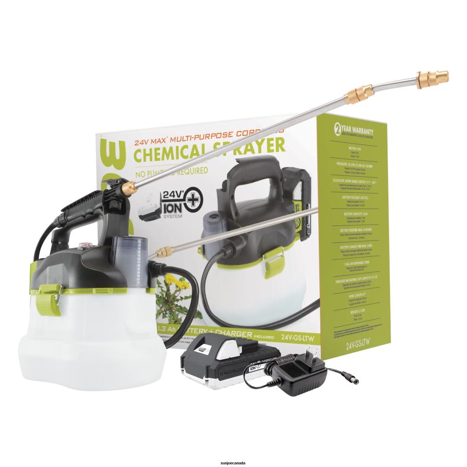 Tools | Sun Joe 24V-GS-LTW 24-Volt* IONMAX Multi-Purpose Chemical Sprayer Kit | W/ 1.3-Ah Battery + Charger X862F161